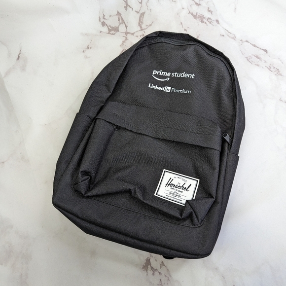 Herschel Backpack Amazon Prime Student Linked In Black Gift Employee Merch Rare - Picture 16 of 16